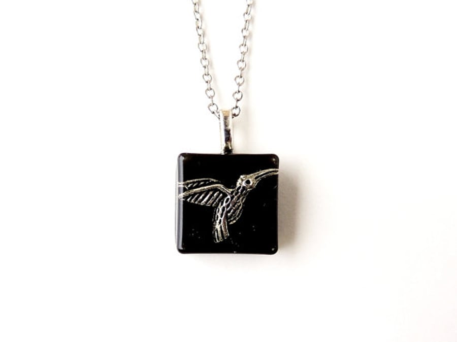 Black Hummingbird Necklace - SALE (1602)