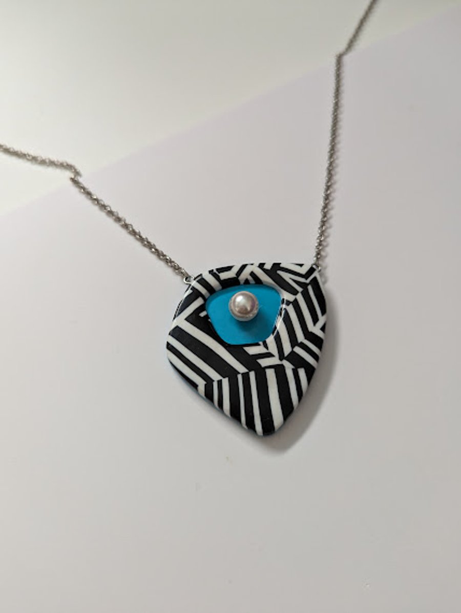:Handmade Polymer Clay Necklace - The Azure Necklace