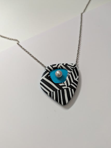 :Handmade Polymer Clay Necklace - The Azure Necklace