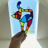 Stained Glass Cat Suncatcher - Handmade Hanging Decoration - Rainbow