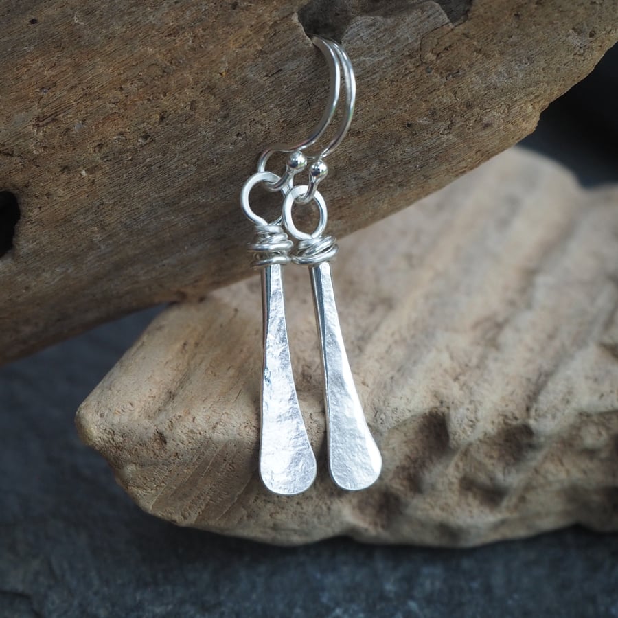 Forged Silver Drop Earrings