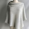 Poncho Knitted in Pure Lambswool in British Spun Wool Colour Palest Grey