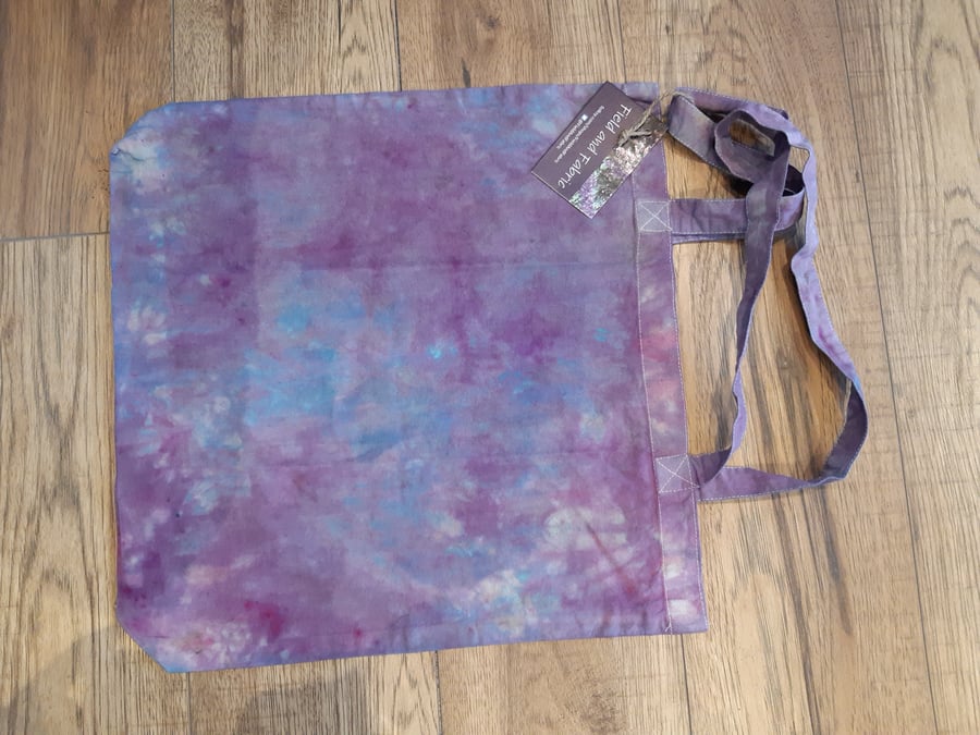 Fairtrade cotton, hand dyed shopping bag - "purple splash"