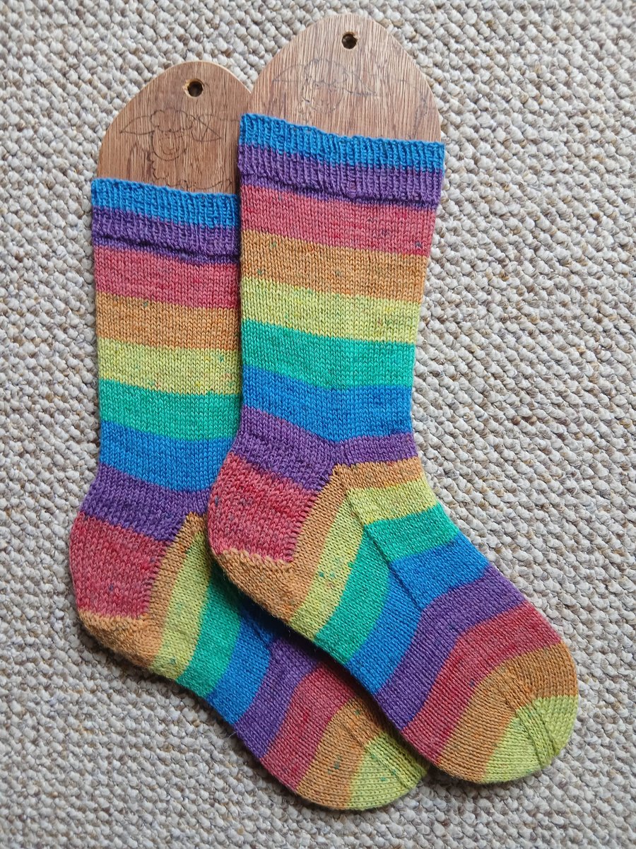 Socks, hand knitted, SMALL, adult size 4-5