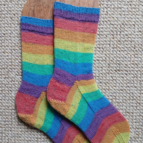 Socks, hand knitted, SMALL, adult size 4-5