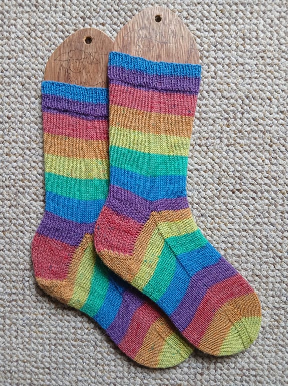 Socks, hand knitted, SMALL, adult size 4-5