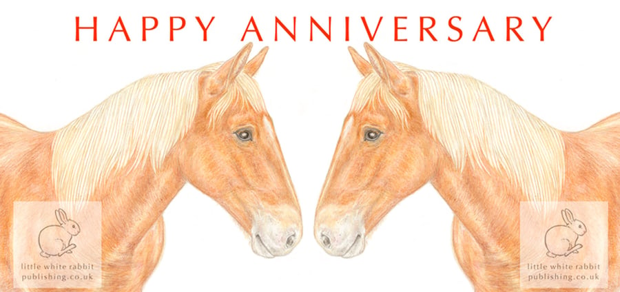 Two Horses Nose to Nose -  Anniversary Card