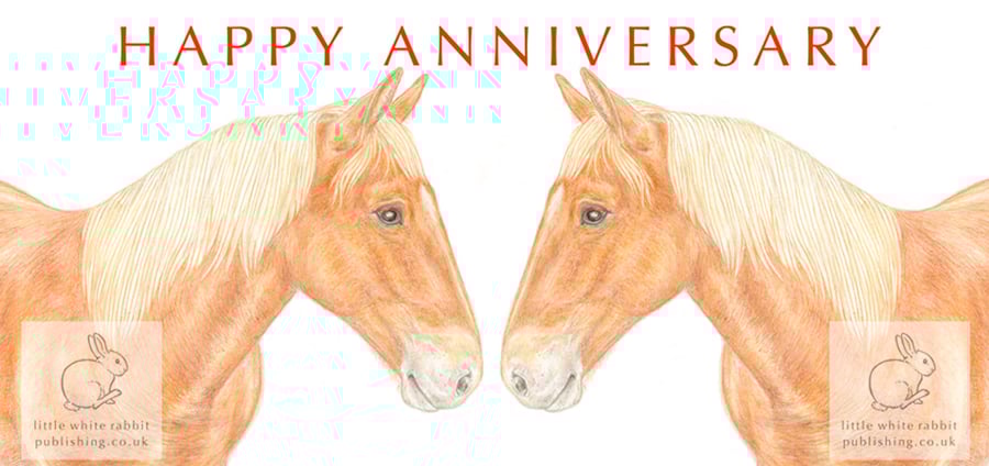 Two Horses Nose to Nose -  Anniversary Card