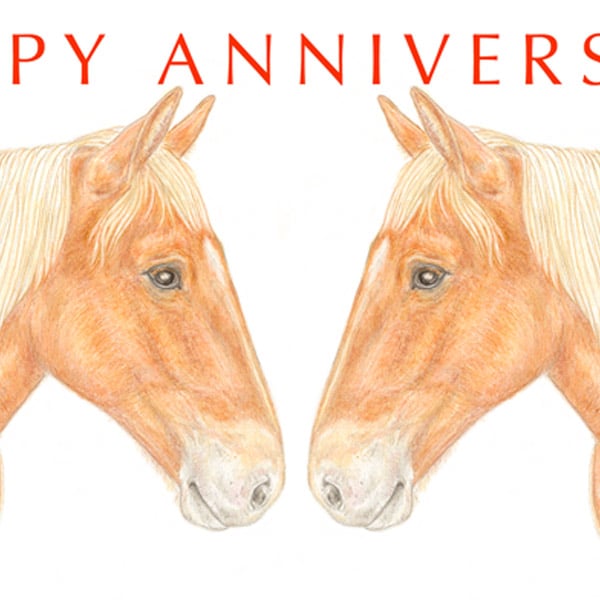 Two Horses Nose to Nose -  Anniversary Card