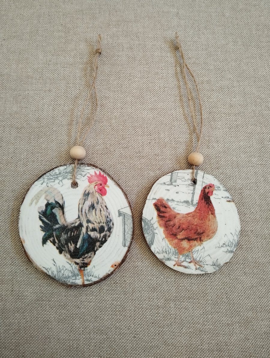 Chicken hanging decoration set of 2