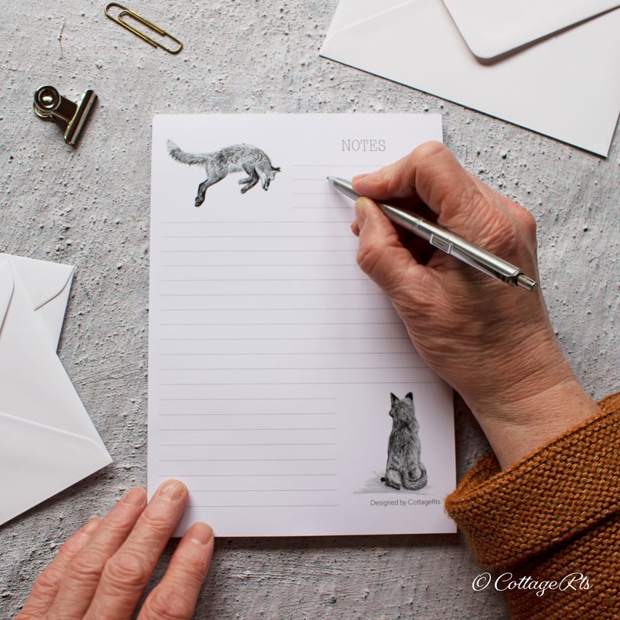 Lined Notepad Fox Writing Pad Designed By CottageRts