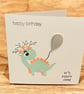 Handmade Dinosaur Birthday Card – Handstamped Sentiment
