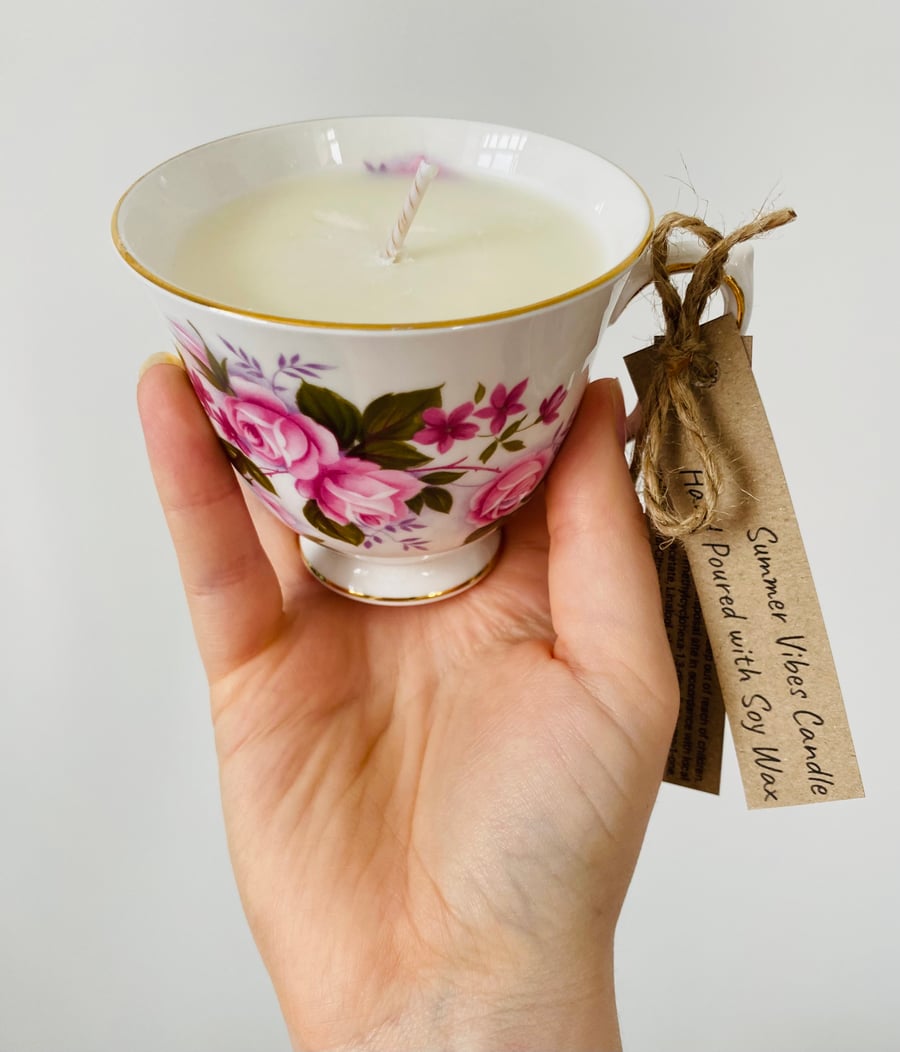 Summer Vibes Tea Cup Candle