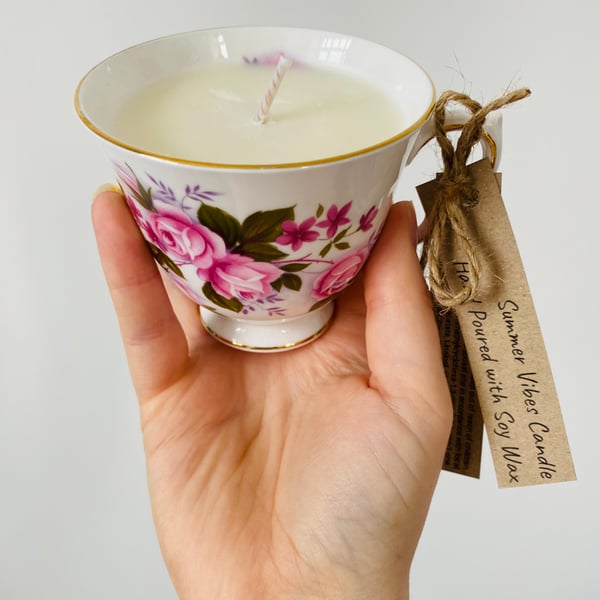 Summer Vibes Tea Cup Candle