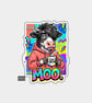 Funny Die Cut Vinyl Sticker - Grumpy Cow In Hoodie
