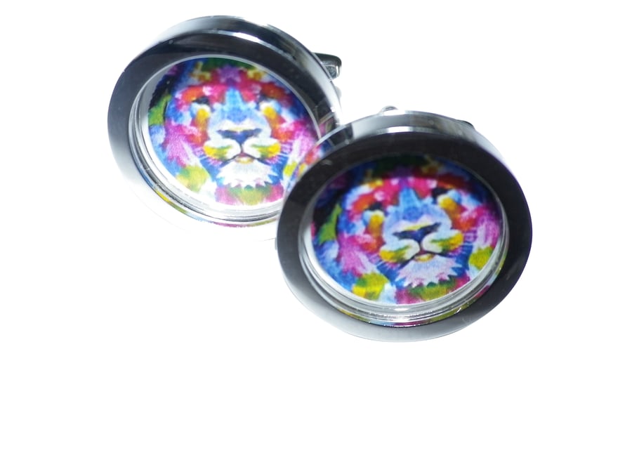 Blue & Red Lion cufflinks, presentation box, gift wrapped, free shipping Ref8517