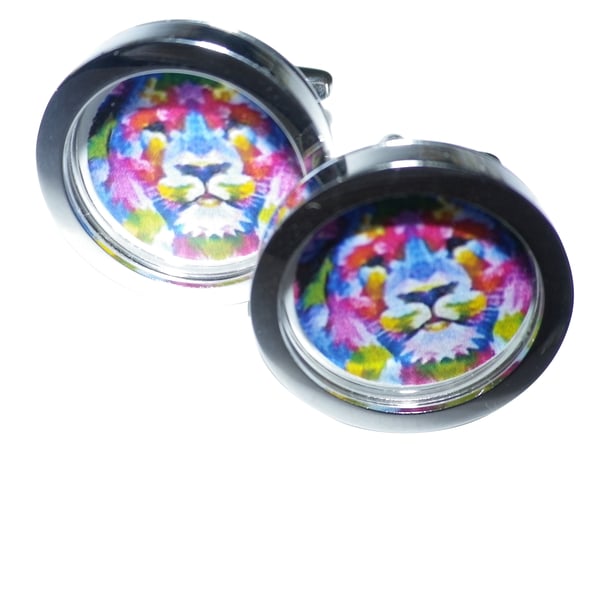 Blue & Red Lion cufflinks, presentation box, gift wrapped, free shipping Ref8517