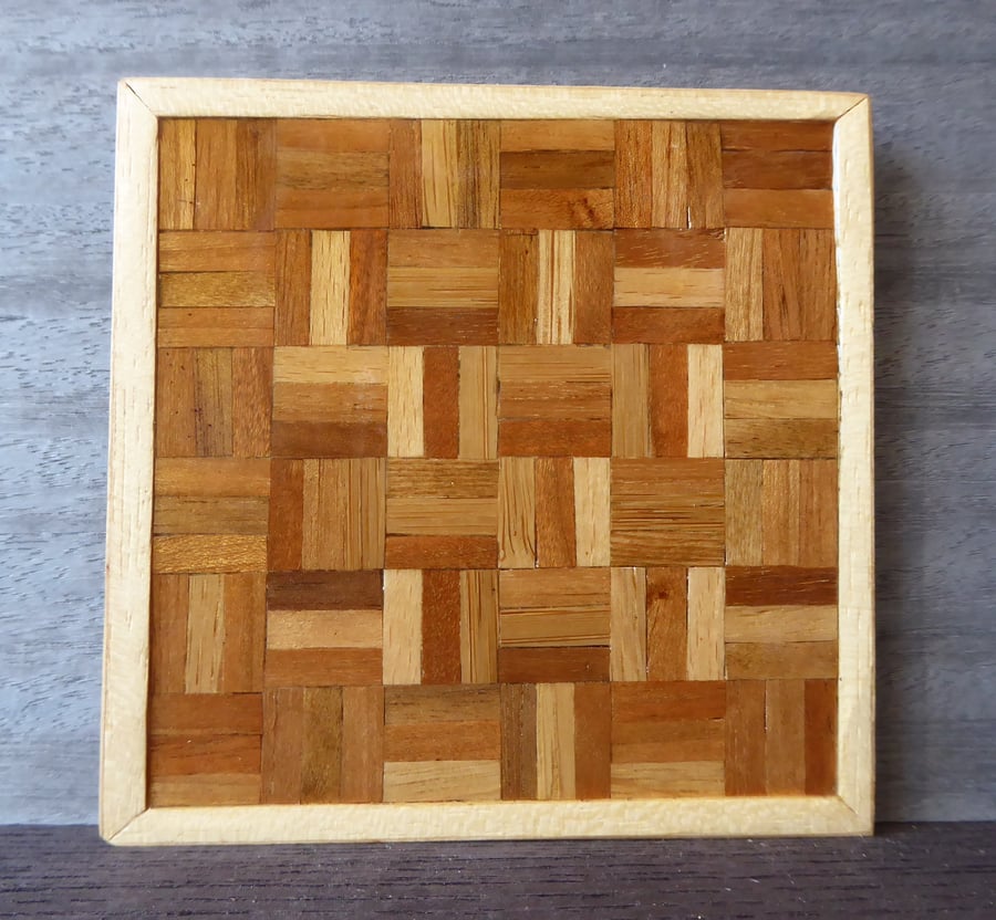 Wood veneer coaster