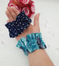 Ruffled scrunchie set,  navy polkadot and turquoise rose.  - Image 1