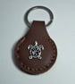 Brown Leather Hand Stiched Keyring.  Turtle charm stitched onto front.