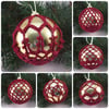 Christmas baubles boxed set of 6 large decorated with crochet lace (A10)