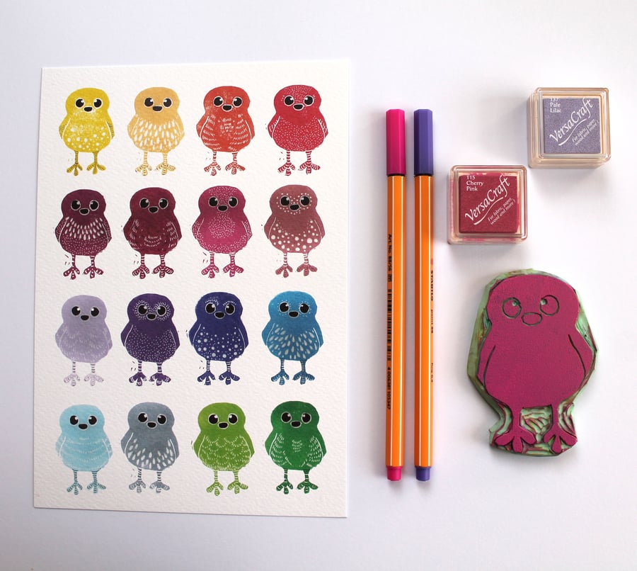 Sale A5 Rainbow Doodle Birds Nursery Print , Bird Print