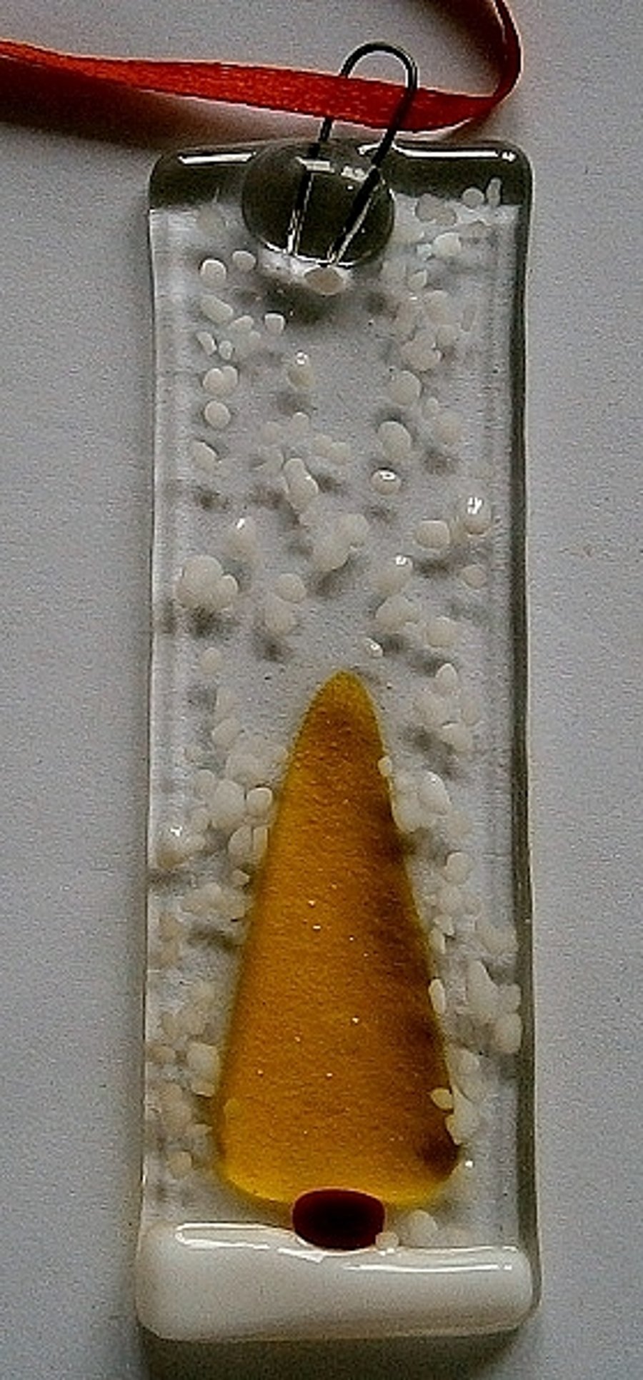 Fused glass Chrstmas snowy tree decoration - Yellow