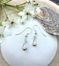 Tear-drop Shaped Hoop Earrings with Hammered Bead in Sterling Silver - Image 9
