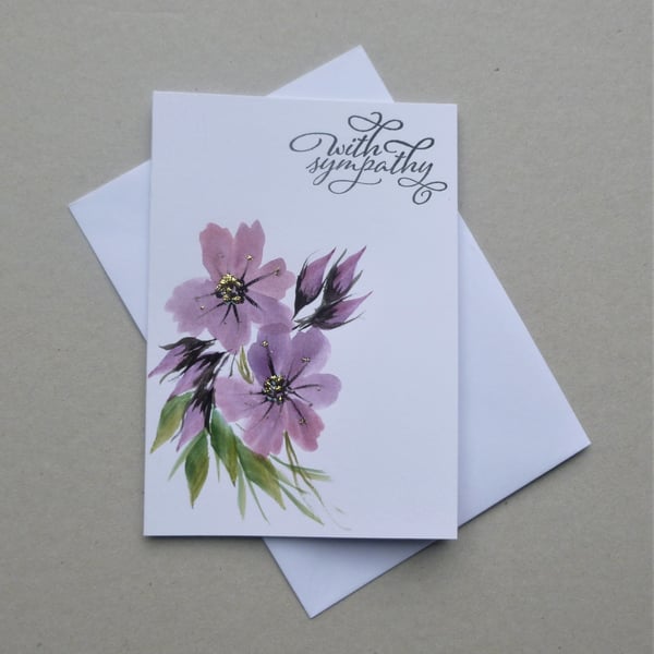 hand painted floral art Sympathy card original ... - Folksy
