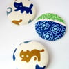 Cat & Flowers Badge Set