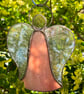 Stained Glass Bell Angel Decoration - Sunset orange body with clear wings