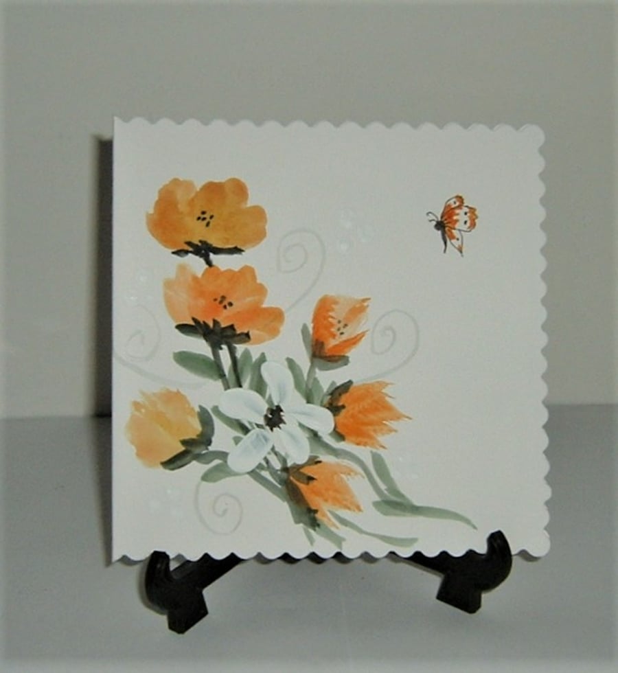 all occasion hand painted floral greetings card ( ref F 862)