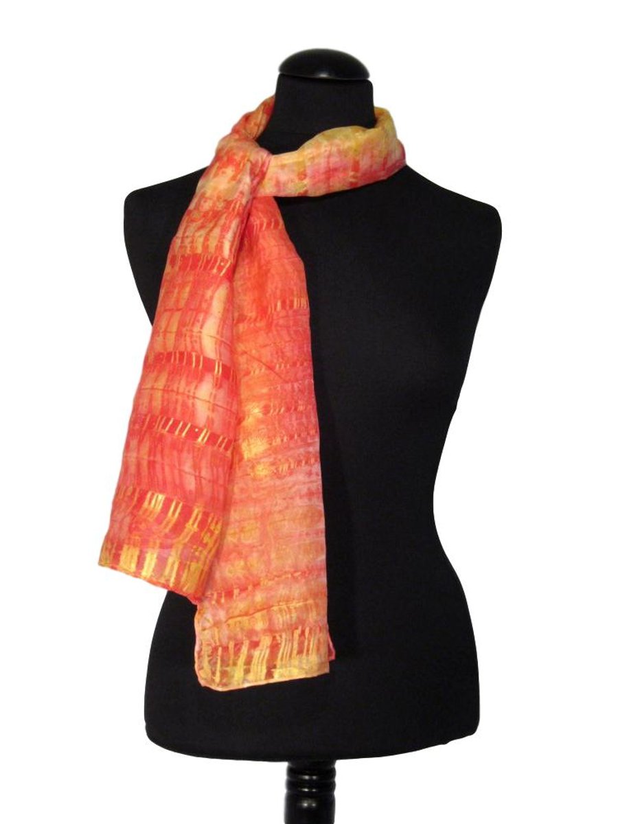 Gold Sunset Forest - Hand Dyed Pure Silk Long Scarf