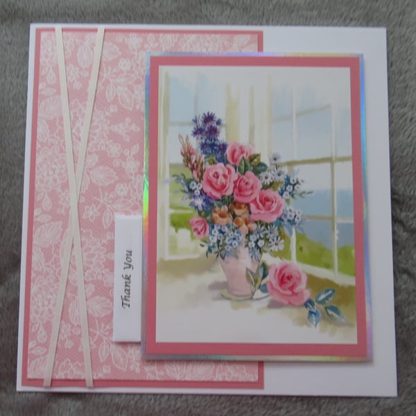 Vase Of Flowers Large Thank You Card