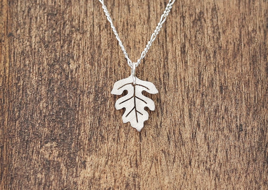 Silver Hawthorn Necklace - Tiny Leaf Necklace - Silver Leaf Necklace