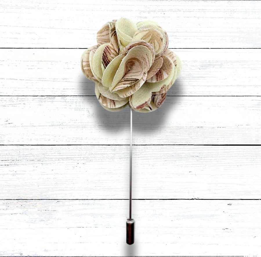Flower Lapel Pin, Cream Flower, Wedding Buttonhole, Christmas Present 