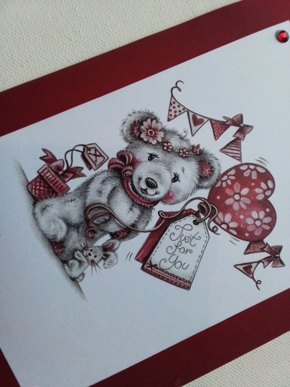 Any occasion card. Birthday. Valentine.  Card and gift tag set. Ref 395