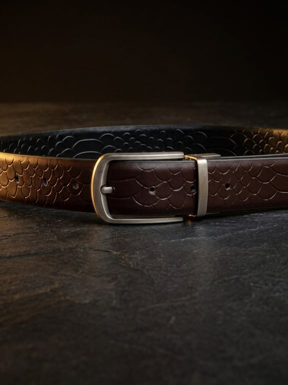 Black Brown Full Grain Reversible Leather Belt 2-in-1 Swivel Buckle 38mm UK
