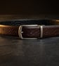 Black Brown Full Grain Reversible Leather Belt 2-in-1 Swivel Buckle 38mm UK