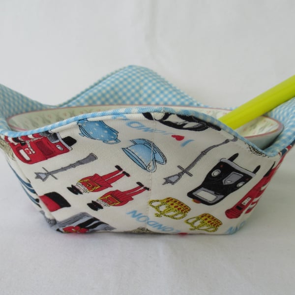 London themed Microwave Bowl Cosy, Handmade from Quality Cotton Fabrics