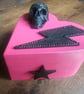 Skull & Lightning Bolt Pink Heart Shaped Jewellery Trinket Box