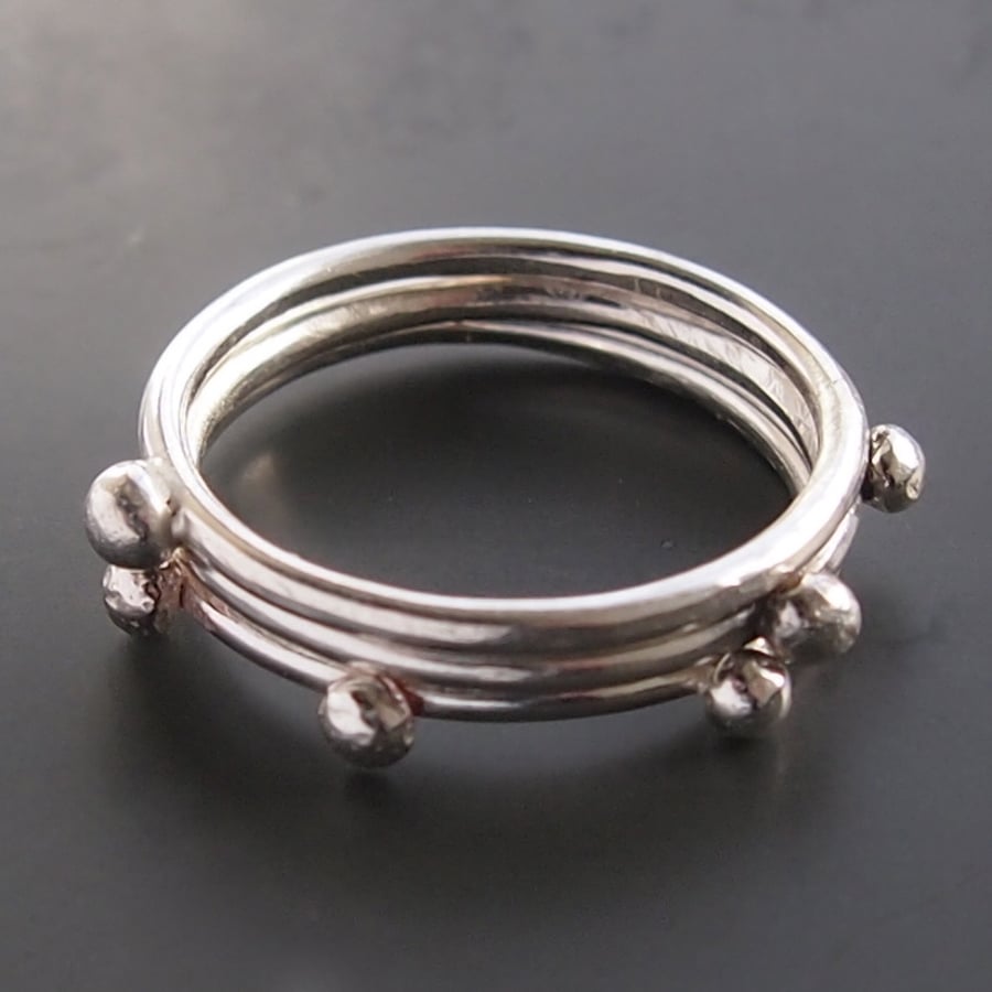 Three Dot Silver Rings