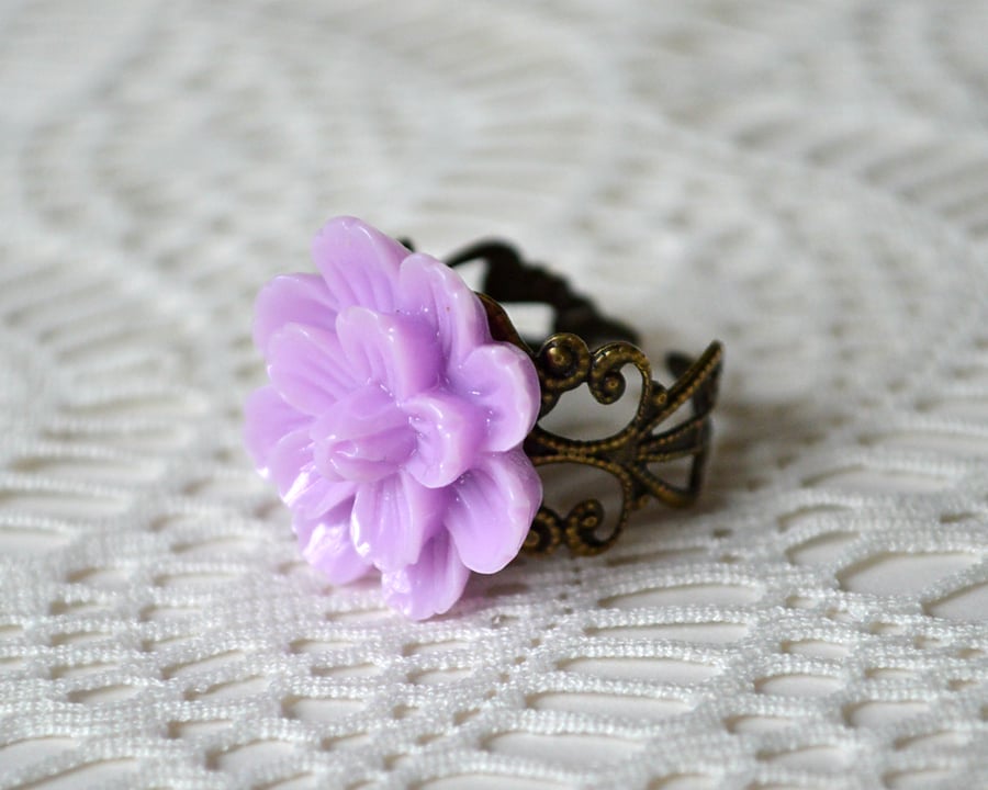 Sale! 20% off! Purple Flower Ring