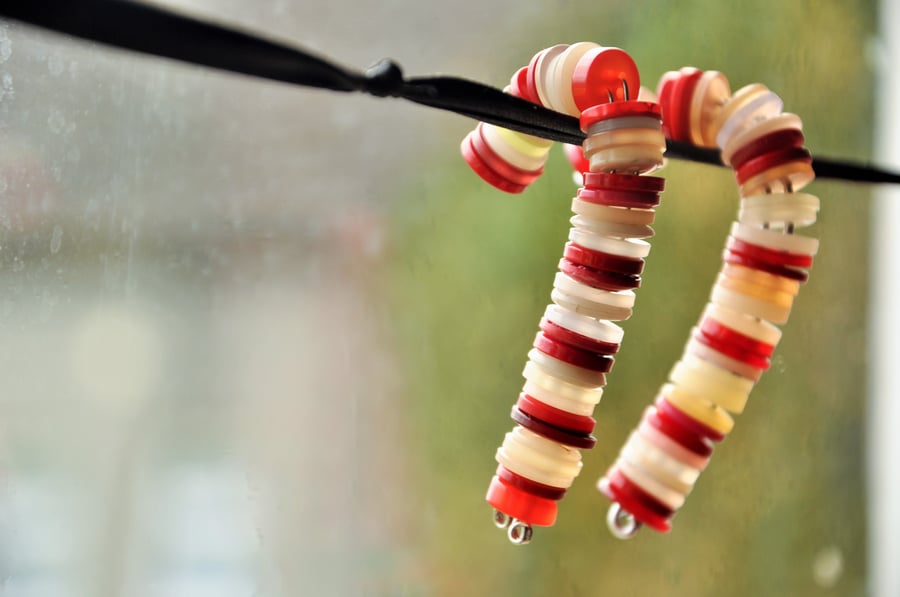 Candy cane Christmas decor, Button decoration, Stocking filler, Xmas decor