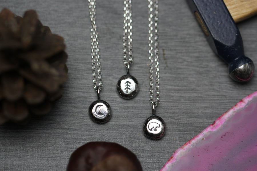 Teeny tiny Sterling Silver Pebble Necklace - Made to order