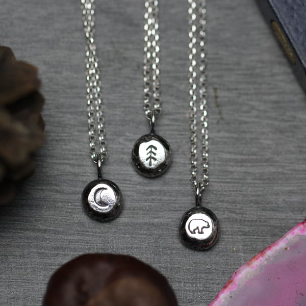 Teeny tiny Sterling Silver Pebble Necklace - Made to order