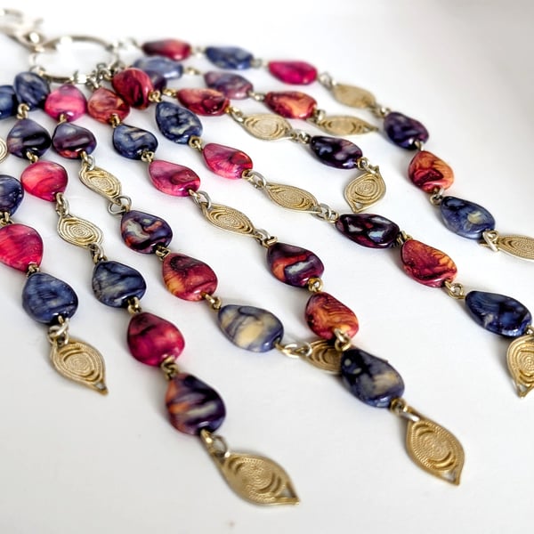 Beaded Bag Charm: Silver Tone Keyring and Lobster Clasp