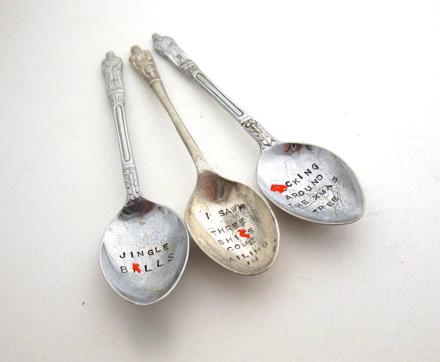Three Very Rude Sweary Xmas Apostle Spoons, Adults Only