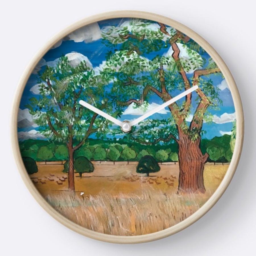 Beautiful Wall Clock Featuring The Original Painting By Sally Anne Wake Jones