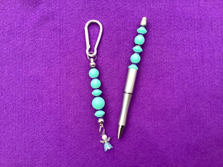 Handmade Beaded Pen & Keychain